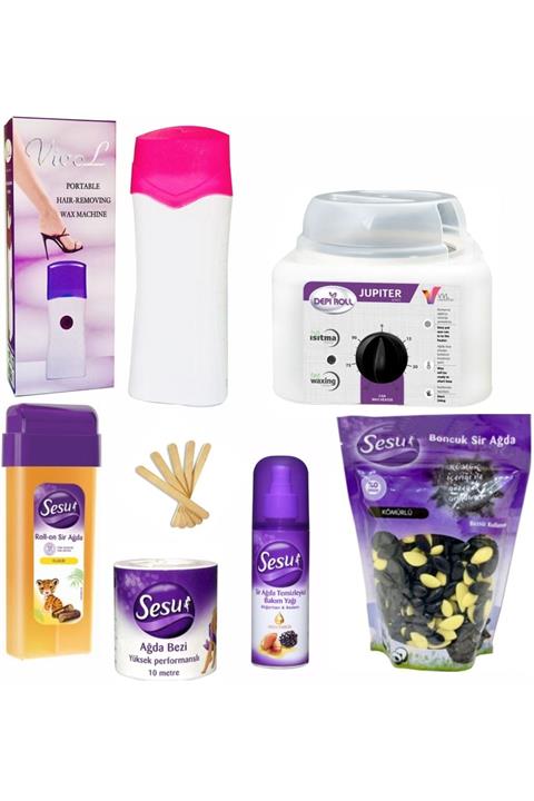Sesu Rollon Klasik Ve Boncuk Ağda Kömür+kartuş Ve Kazan Ağda Makinası Seti