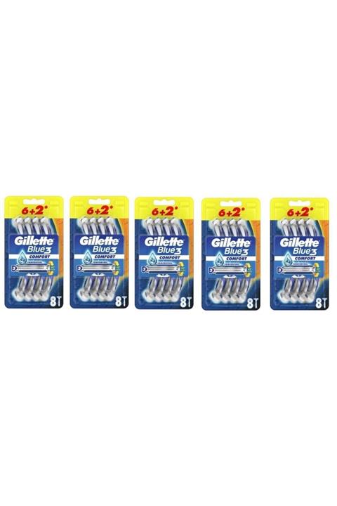 Gillette Blue3 Comfort Kullan-at Tıraş Bıçağı 8'li X 5 Paket