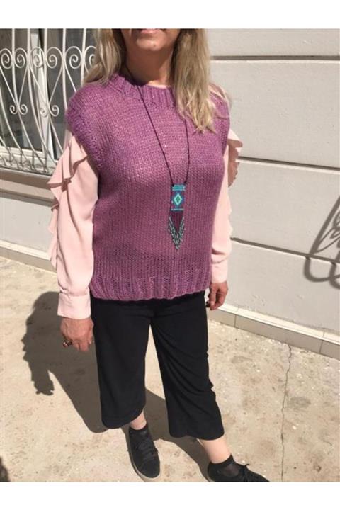 Güncem Butik Kadın Mor Örgü Süveter