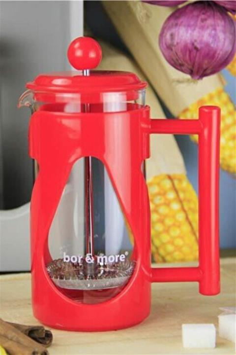 Bor&More Kırmızı Borosilikat Kahve Pres 350ml B041
