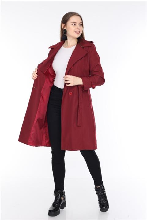 LEXSS Bordo Uzun Pardesü (L)-1047