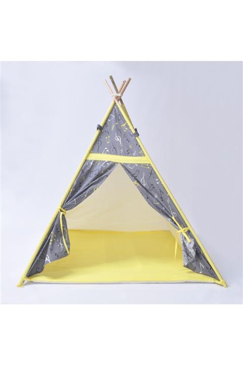 MAVİ TREND Sarı Pamuk Ahşap Oyun Çadırı