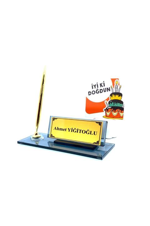 YİĞİTOĞLU DESIGN Premium Özel Tasarım Cam Masa Isimliği Seti C25