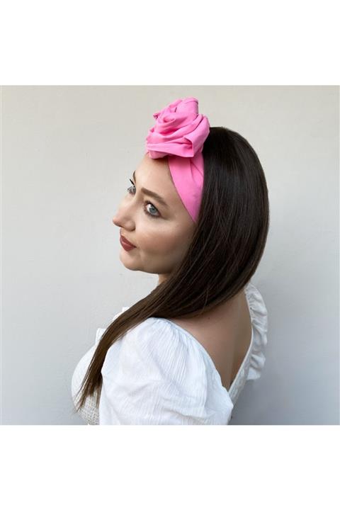 Lovesome Handmade Pembe Afrika Model Telli Kadın Saç Bandı Bandana