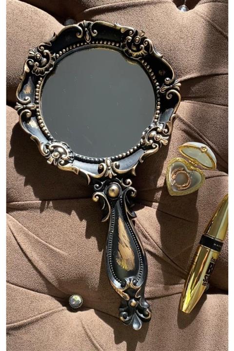 TUĞBAHOME El Aynası Siyah Antik Eskitme