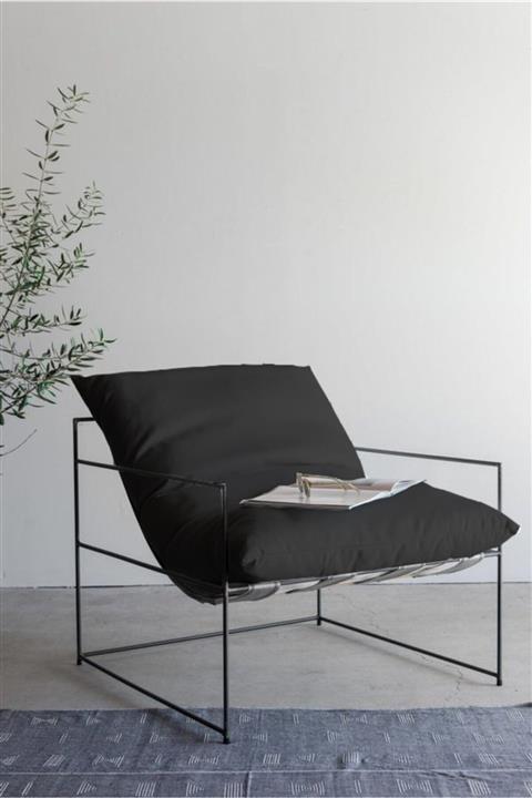 Line Metal Design Berjer Özel Tasarım Tekli Koltuk Siyah
