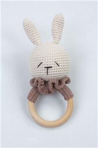 Modakids Krem Organik El Yapımı Amigurumi Tavşan Çıngırak Oyuncak
