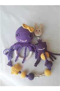 Nazbebe Amigurumi Diş Kaşıyıcısı Ve Emzik Zinciri Birarada Set