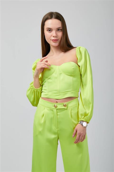 BASAKLA OFFICIAL Saten Balon Kollu Büstiyer