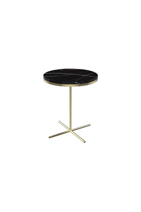 MAKSA Elia Alexandrette Black  Mermer Parlak Pirinç Yan Sehpa