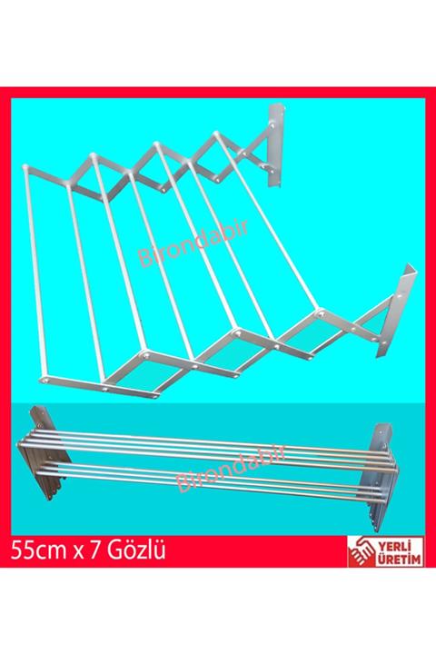 AkordiyonÇamaşırlık Birondabir Akordiyon Çamaşırlık Askısı Kurutmalık 55cm X 7 Gözlü Paslanmaz Alüminyum