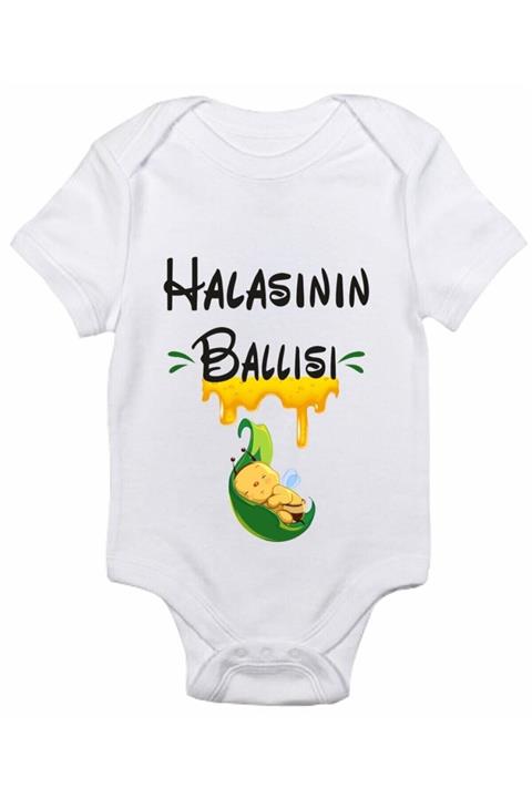 Limon Bebek Beyaz Halasının Ballısı Baskılı Body Zıbın