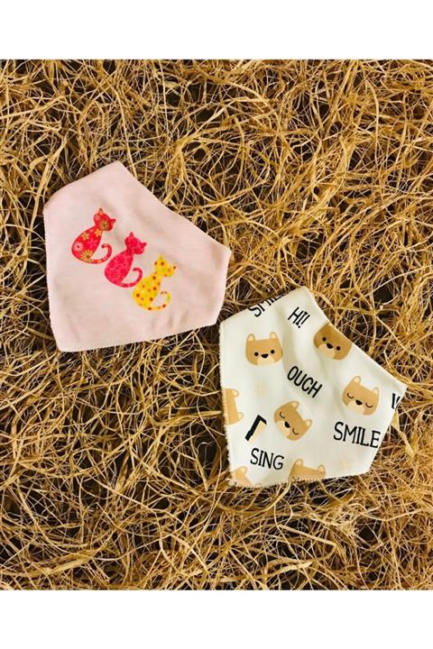 Necix's Bebe Bebek %100 Pamuk Sevimli Fular Mama Önlüğü 2 Adet