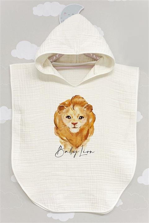 BabyLimon Baby Lion 4 Kat Müslin Kapüşonlu Panço - For Baby Serisi