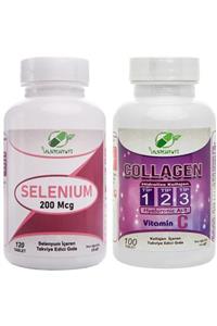 Yurdavit Selenyum 200 mcg 120 Tablet ve Hidrolize Collagen Kolajen Type Tip 1-2-3 100 Tablet