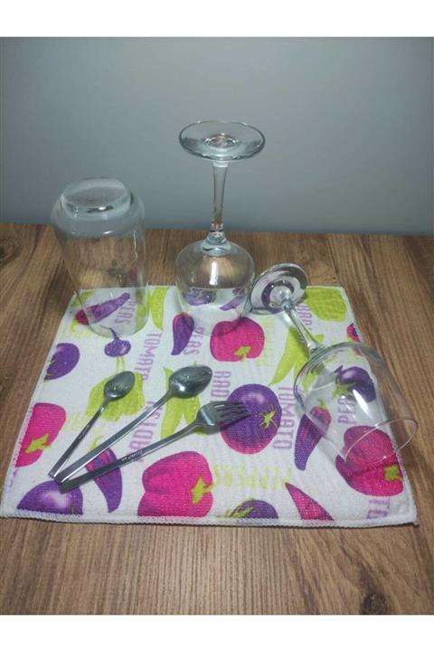 Fine Clean Mikrofiber Bulaşık Altlığı Yüksek Kaliteli Çift Taraflı Sebze Desen