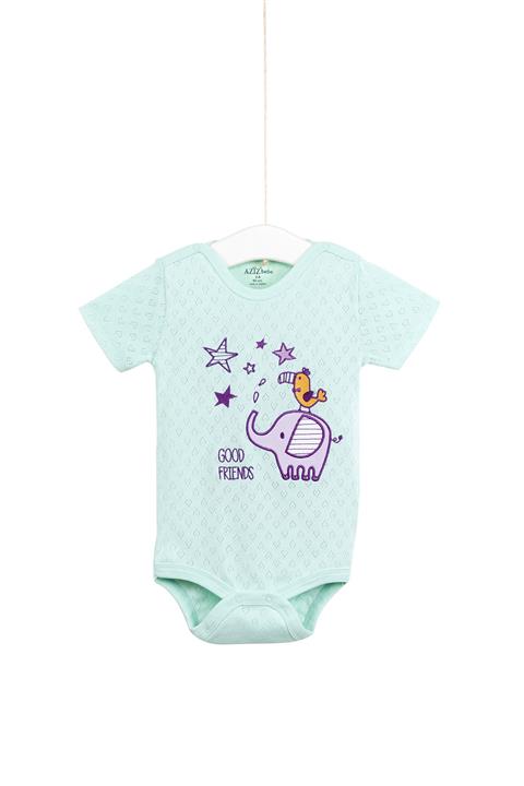 Aziz Bebe Unisex Çıt Çıtlı Kısa Kollu Badi 1-3 Yaş Azz001747