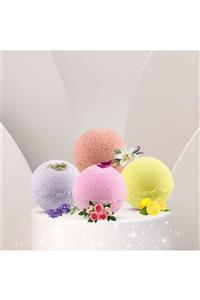 Super Bath Bomb 4'lü Doğal Banyo Topu 4x80 Gr. Banyo Bombası Gül&lavanta&vanilya&limon Kokulu/nem Terapi Topu