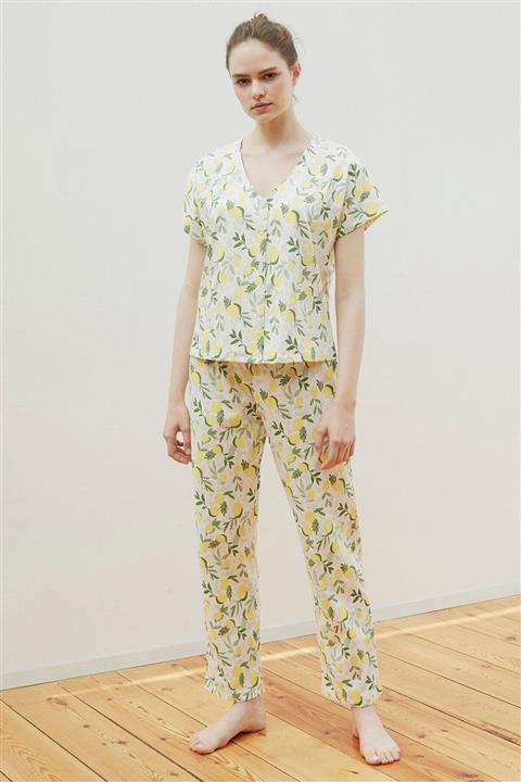 Penti Lemon Crinkle Gömlek Pijama Takımı