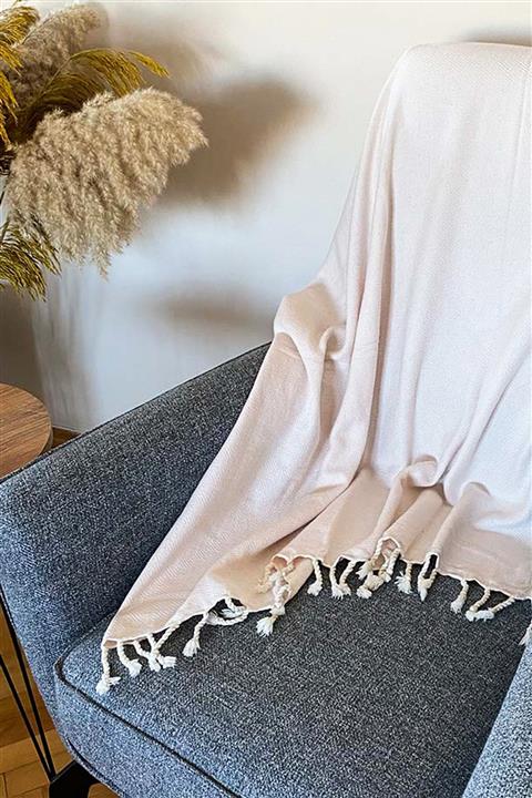 Mislina Home Special Edition Ultra Yumuşak Organik Pamuklu Dokuma Plaj Havlusu Pudra Peştamal - Pastel Collection