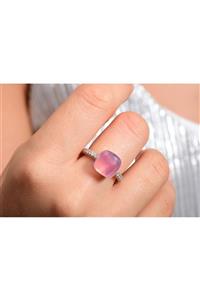 Goza Jewellery Pink Smoky Topaz Pırlanta Altın Yüzük