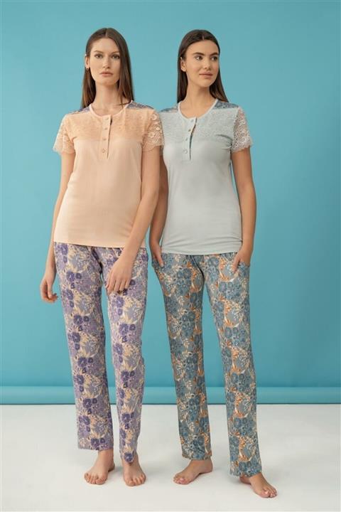 Feyza & Miss Loren Kadın Büyük Beden Mavi Pijama Takımı