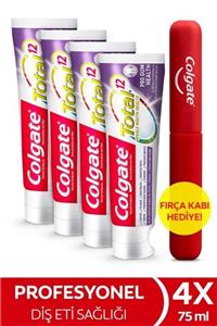 Colgate Total Profesyonel Diş Eti Sağlığı Diş Macunu 75 ml x 4 Adet + Fırça Kabı Hediye