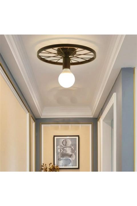 IŞIKSAN Jant Tavana Sıfır Avize Metal Mat Siyah