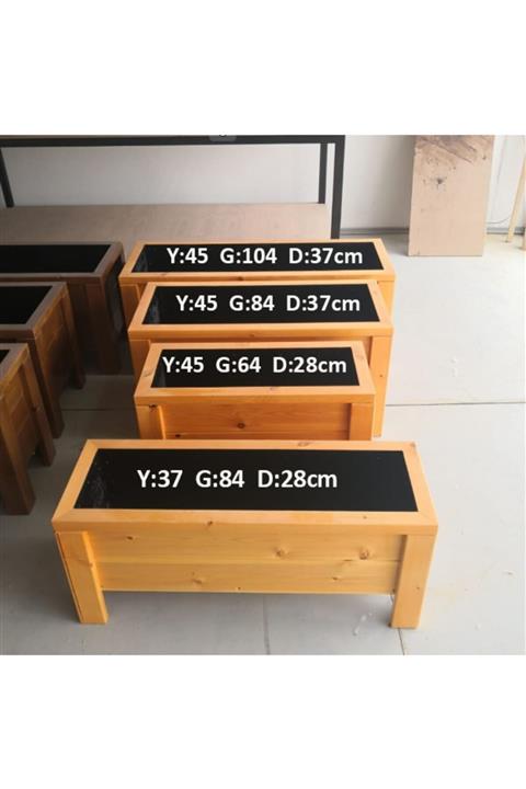 NESTWOOD - 45x104x37 Masif Ahşap Saksı Büyük Boy Çiçeklik - Yalıtımlı Drenajlı Dış Mekana Dayanıklı