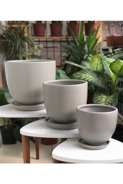 odka Saksı Seti Granit Renk (tabaklı)