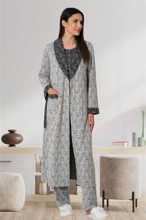 Mecit Pijama Gri Kadın Sabahlık