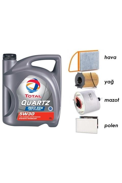 TOTAL 5w30 Partikül Yağ + Filtre Ful Set Citroen C3 1.6 Dizel