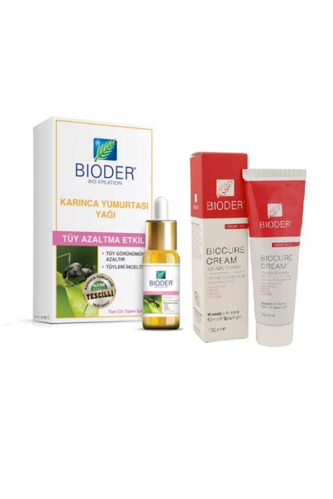 Bioder Tüm Cilt Tiplerine Uygun Tüy Azaltıcı Karınca Yumurtası Yağı 30 ml+ Tüy Azaltıcı Vücut Krem 130ml