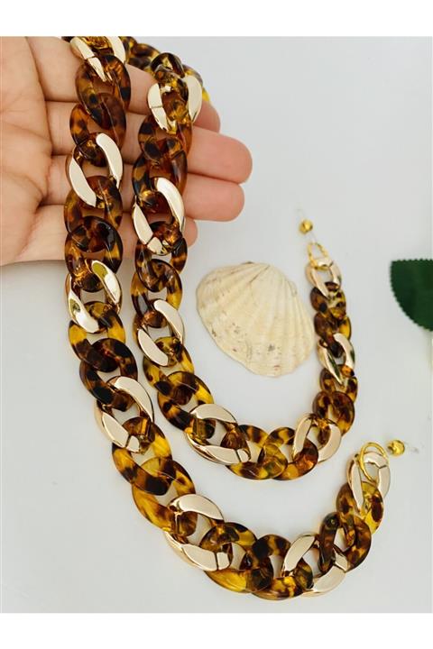 çaymekani Gözlük Zinciri Leopar Ve Altın Detaylı