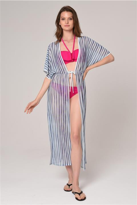 Bolder Çizgili Plaj Elbisesi