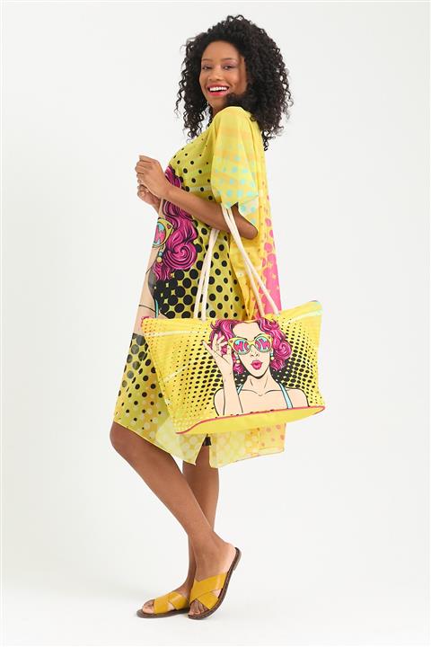 Daisy Accessory Şifon Plaj Elbise & Çanta Takım