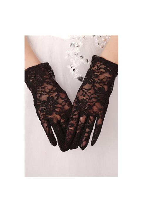 Perrla Shop Siyah Dantelli Gece Eldiveni