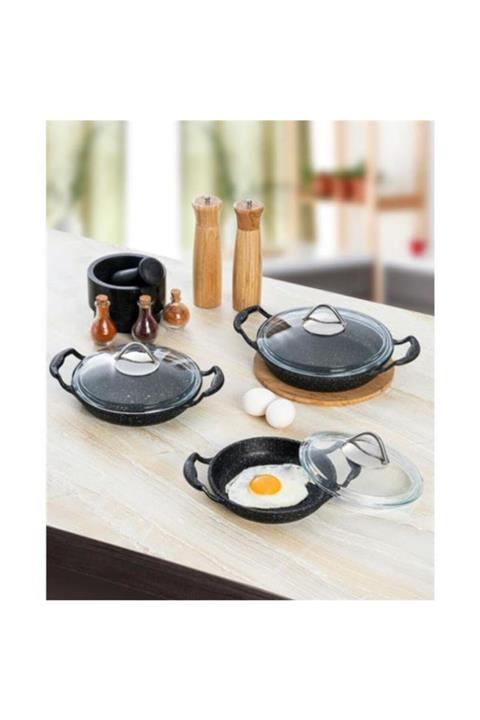 Kahramanlar Helegra 6 Parça Granit Döküm Sahan Seti