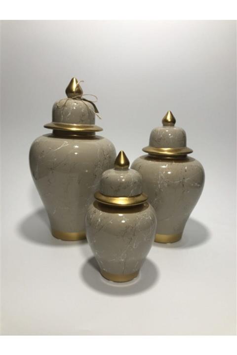 YARENSOLMAZOFFİCİAL Şah Küp 3'lü Bej Mermer Desenli