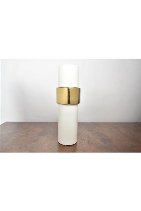 SETABIANCA Setabıanca Prowhıte Düz Vazo Gold Büyük 15*15*61 Cm
