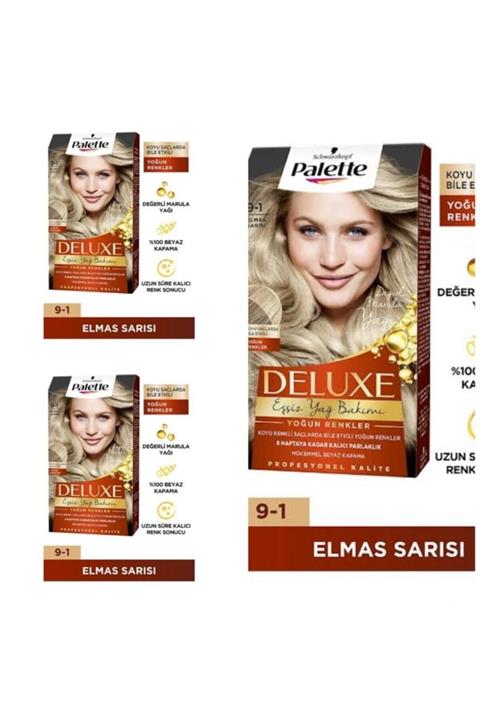 Palette Deluxe Saç Boyası 9-1 Elmas Sarısı 3 Adet