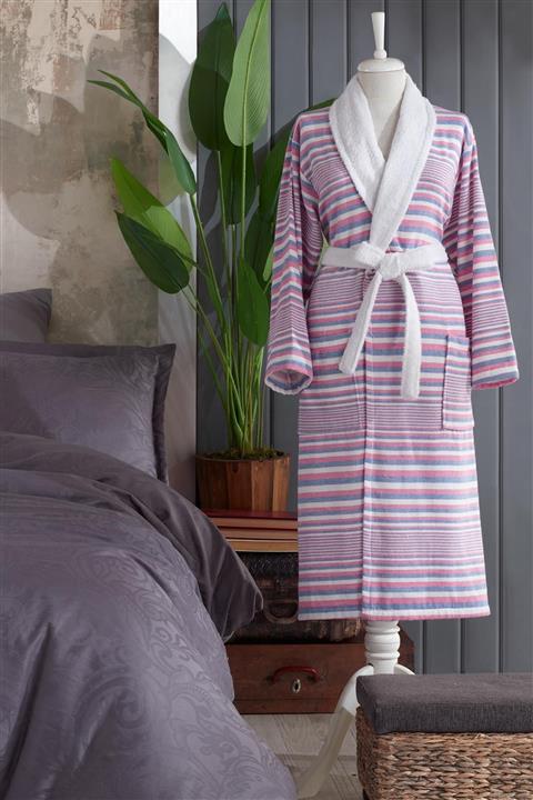 Riva Tilda % 100 Pamuk Jakarlı Bornoz