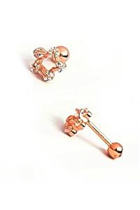 OSESHOP Pırlanta Işıltısında Zirkon Taşlı 925 Ayar Gümüş Rose Tragus Kıkırdak Piercing