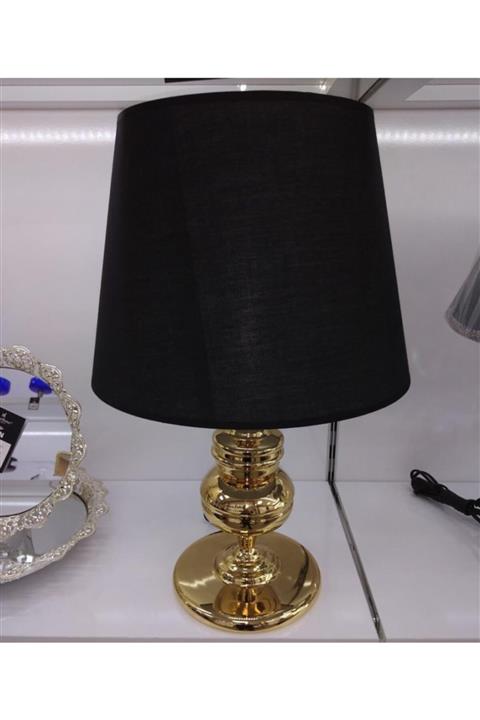 çilekev Büyük Boy Siyah Şapkalı Altın Sehba Üstü Abajur 52 Cm