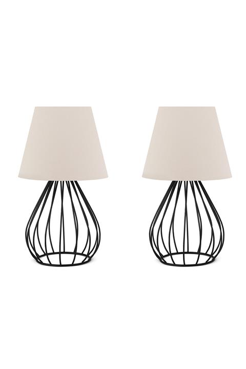 HOMİNG Pu Metal Gövdeli Abajur Seti Masa Lambası