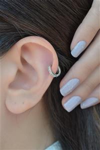 Sacce Scarves&Accessories Gümüş Renk Zirkon Taşlı Halka Tragus Helix Kıkırdak Piercing