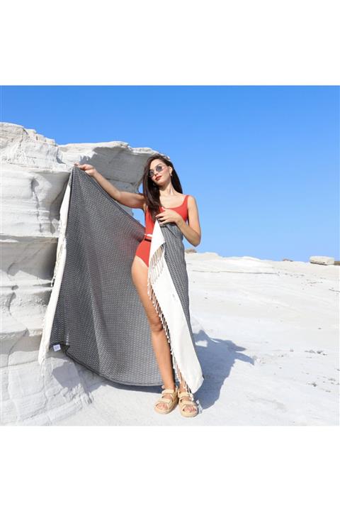 Smooth Turkish Cotton %100 Organik Pamuk Elmas Peştemal Siyah