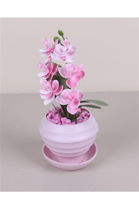 HomeFuture Dekoratif Salon Süs Saksılı Çiçek Süs Yapay Noel Yılbaşı Hediyelik Christmas Süs Salon Pembe