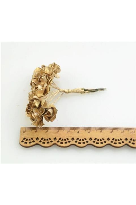 Aker Hediyelik Gold Altın Kağıt Gül 144lü Kağıt Güller El Işi Süsleme Hobi Dekorasyon Tasarım Yapay Çiçek Aranjman