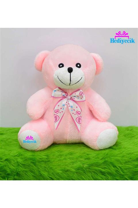 hediyecik Peluş 20 Cm Kurdelalı Sevimli Şirin Pembe Ayıcık